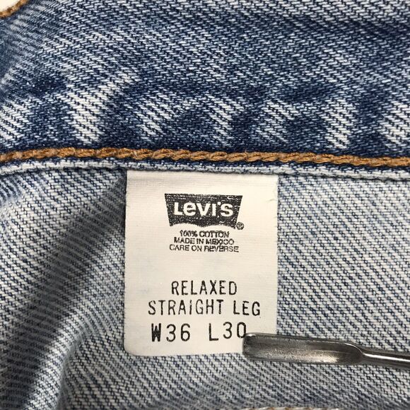 90s LEVIS 550 Jeans Men 36x30 Relaxed Straight Light Wash Denim Blue Mexico - Picture 9 of 16